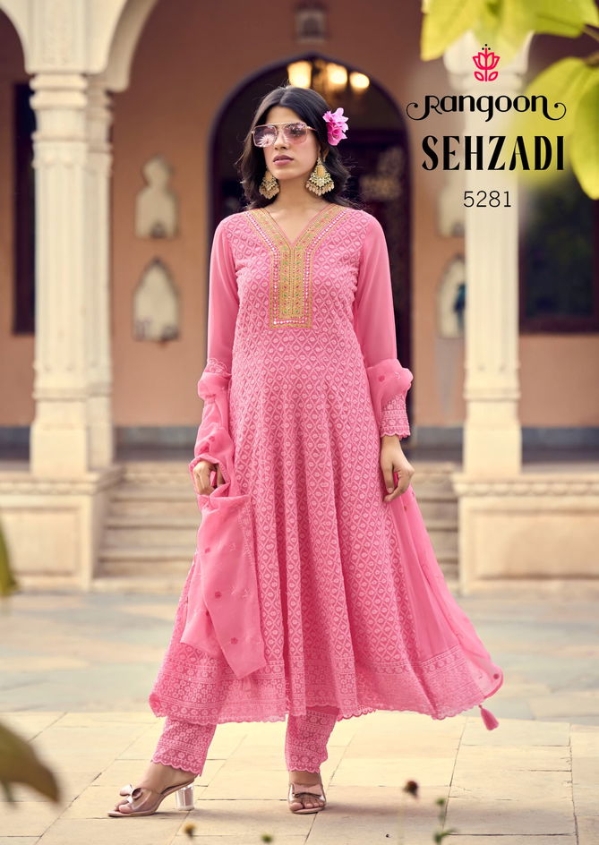 Sehzadi By Rangoon Heavy Work Georgette Designer Kurti With Bottom Dupatta Bulk Order In India